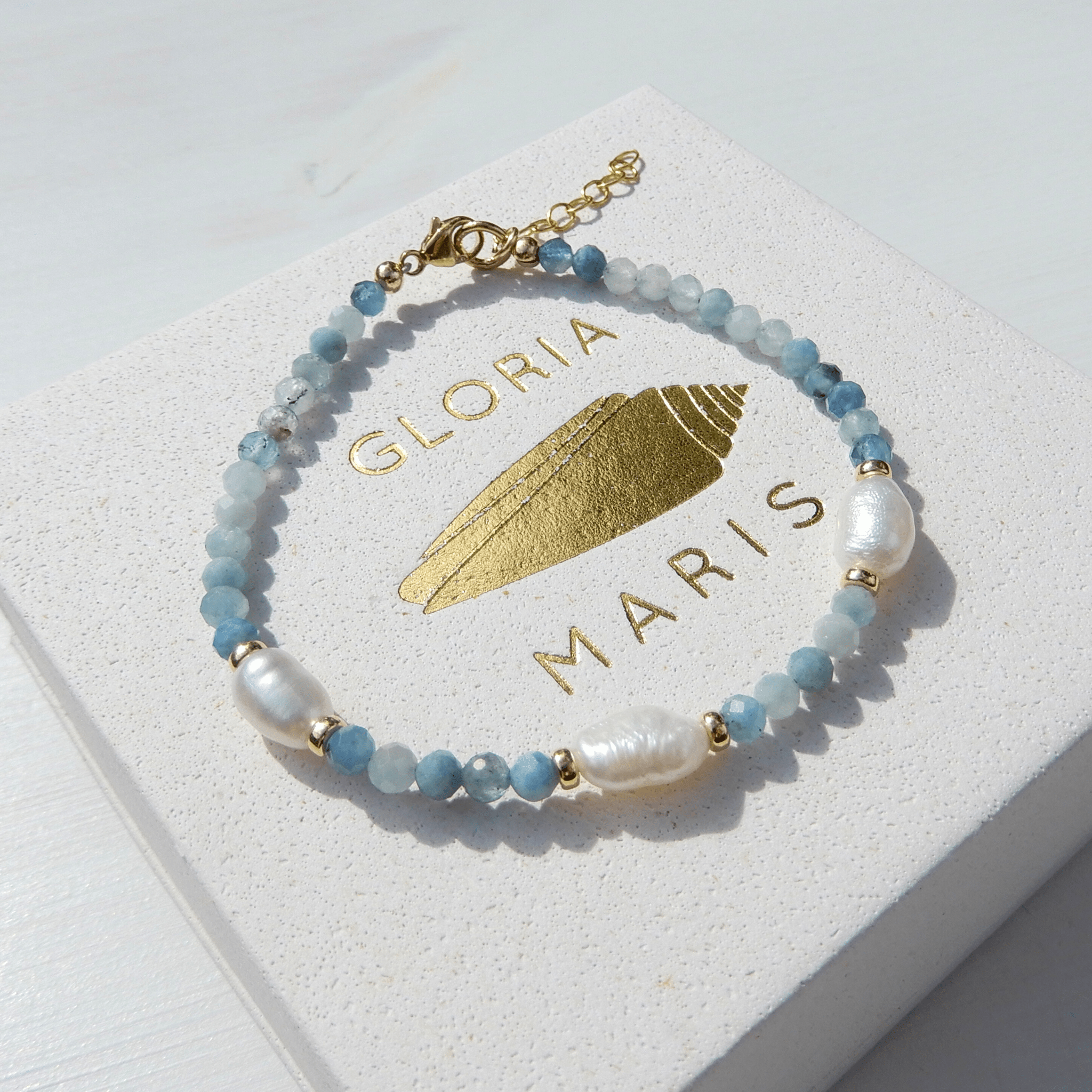 Parel/Aquamarijn armband 3,5mm - Gloria Maris Giethoorn