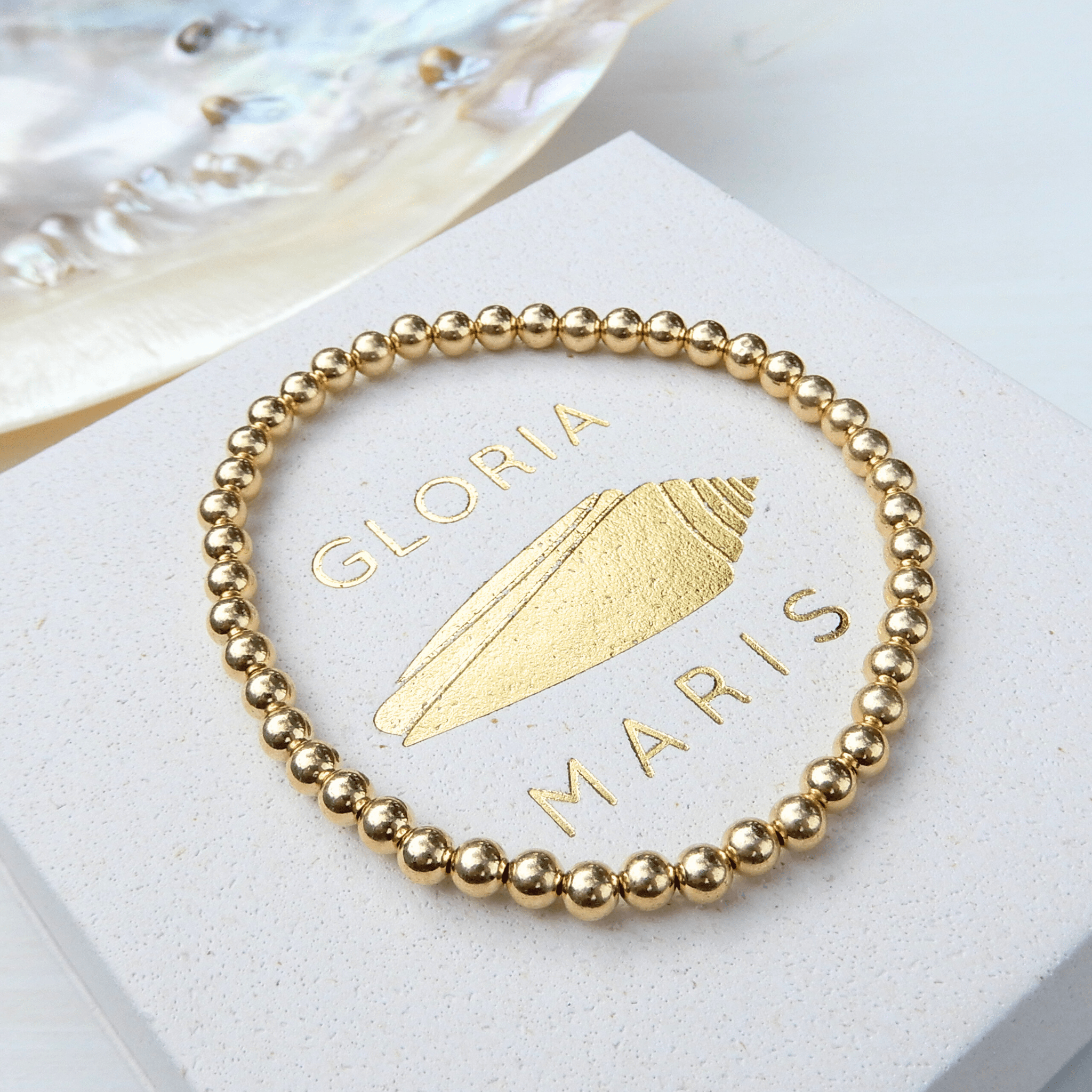 Stretch armband 4mm, Gold filled 14 karaat - Gloria Maris Giethoorn