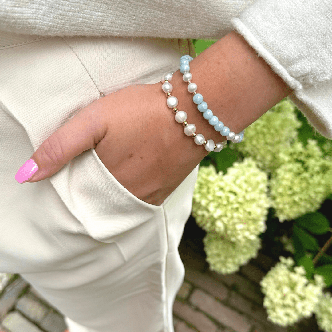 Parel stretch armband goudkleurig 6/7mm, stretch - Gloria Maris Giethoorn