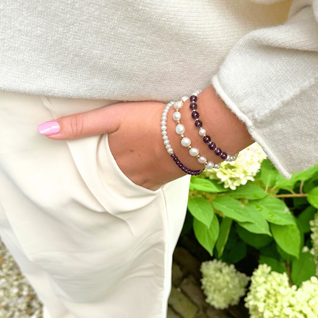 Parel/Amethist armband 5 - 5,5mm - Gloria Maris Giethoorn