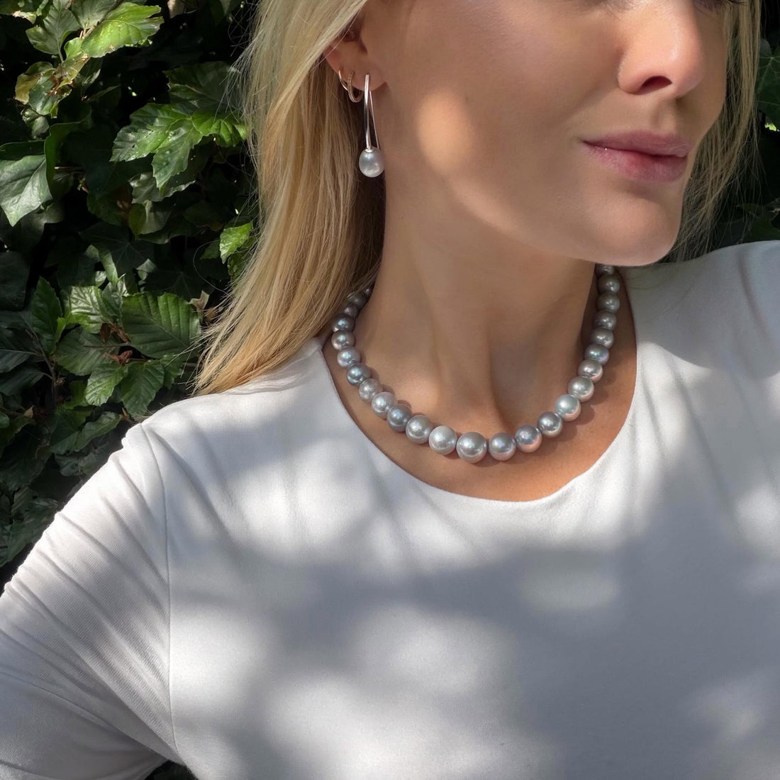 Zoetwater parel collier grijs oplopend - zilver 925