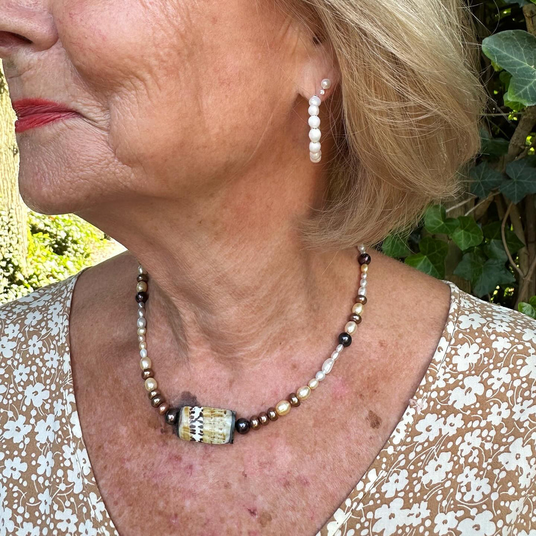 Parel/Conus schelp collier - Gloria Maris Giethoorn