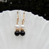 Zoetwater Parel met Onix oorhangers, gold filled 14 karaat
