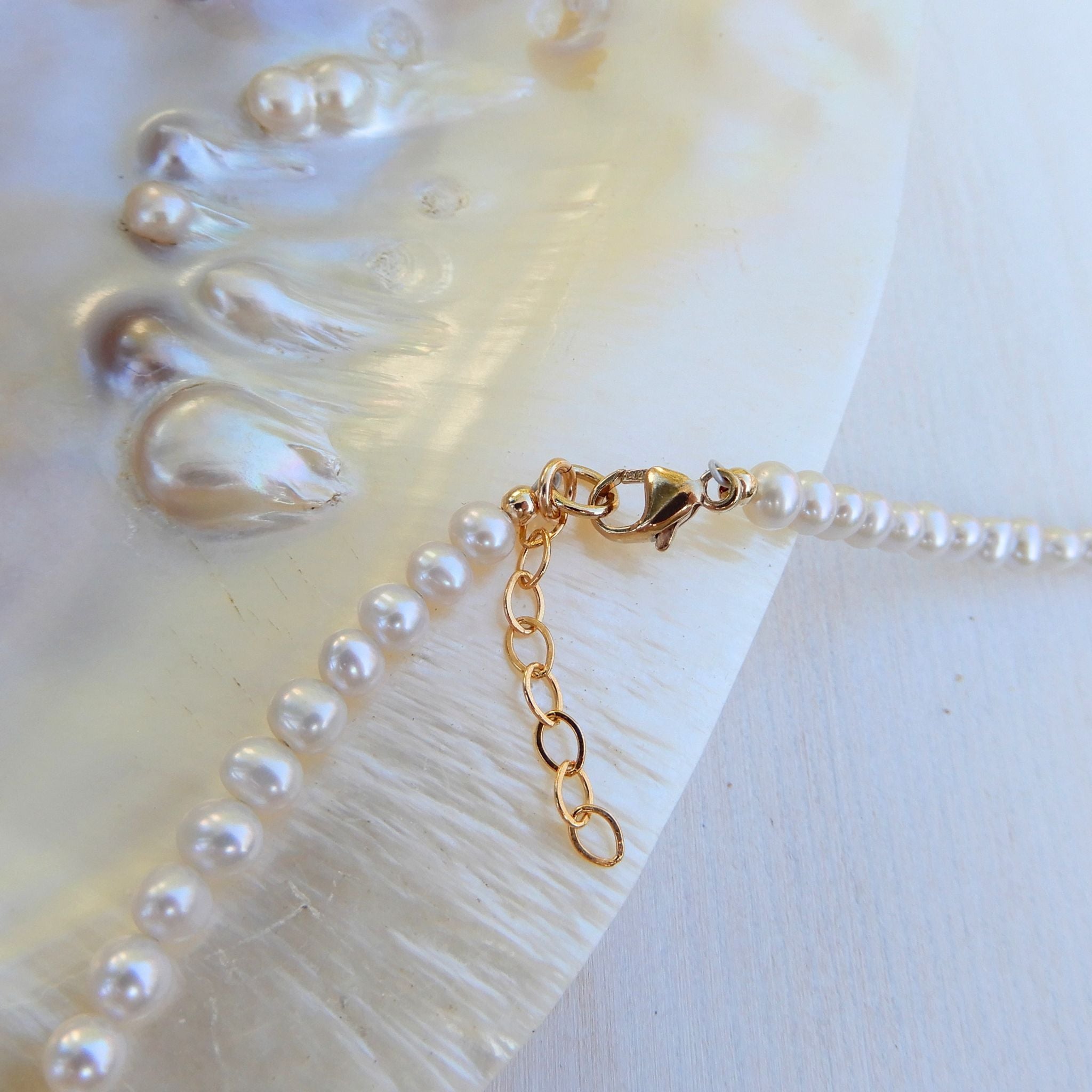 Zoetwater Parel collier in combinatie met Amazoniet, handgemaakt in Giethoorn.