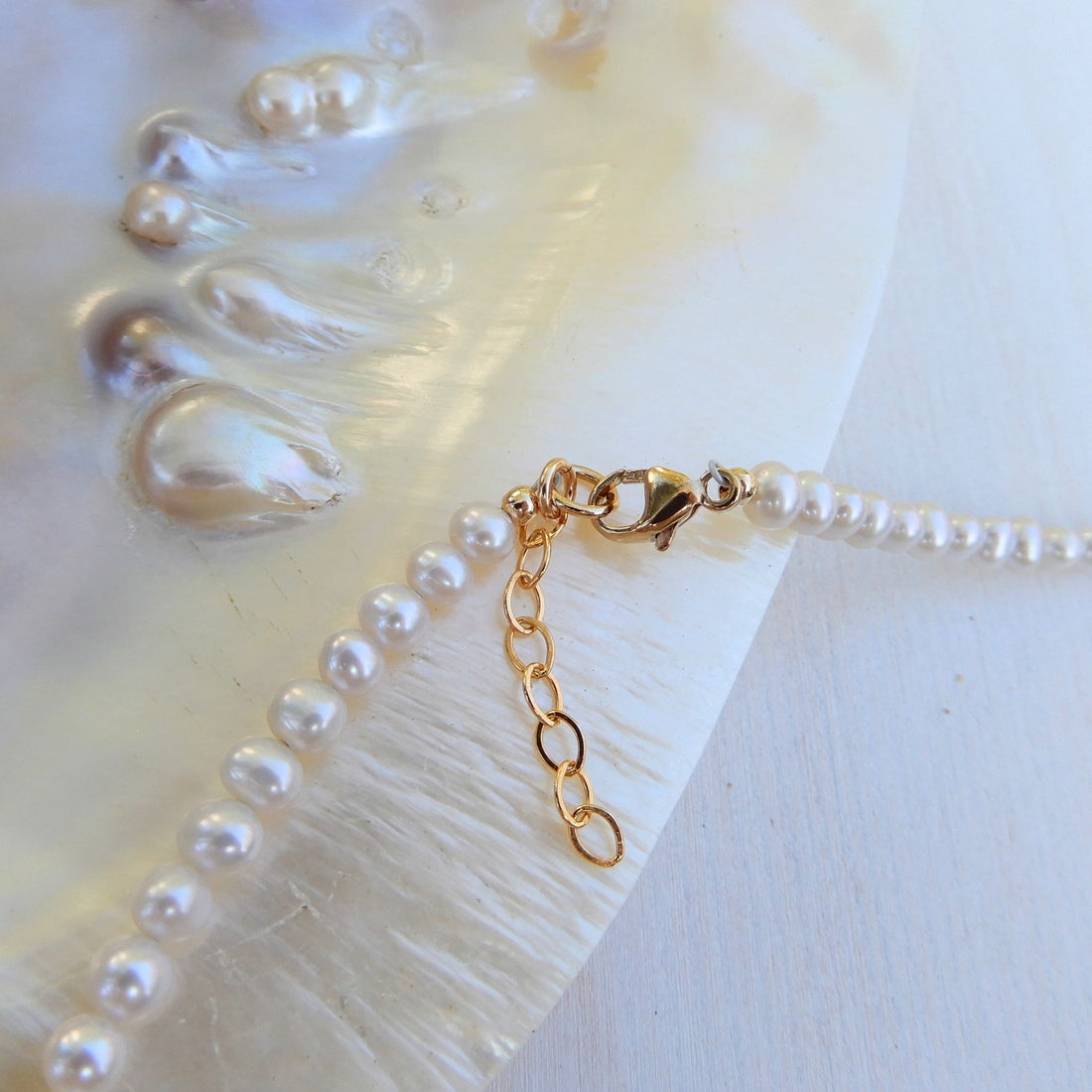 Zoetwater Parel collier in combinatie met Amazoniet, handgemaakt in Giethoorn.