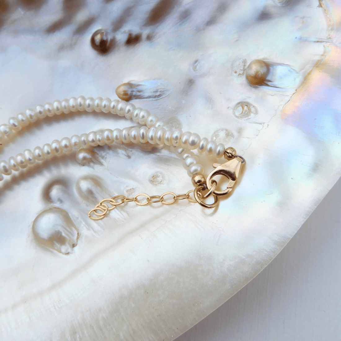 Parel/Labradoriet collier 3,5 - 4mm - Gloria Maris Giethoorn