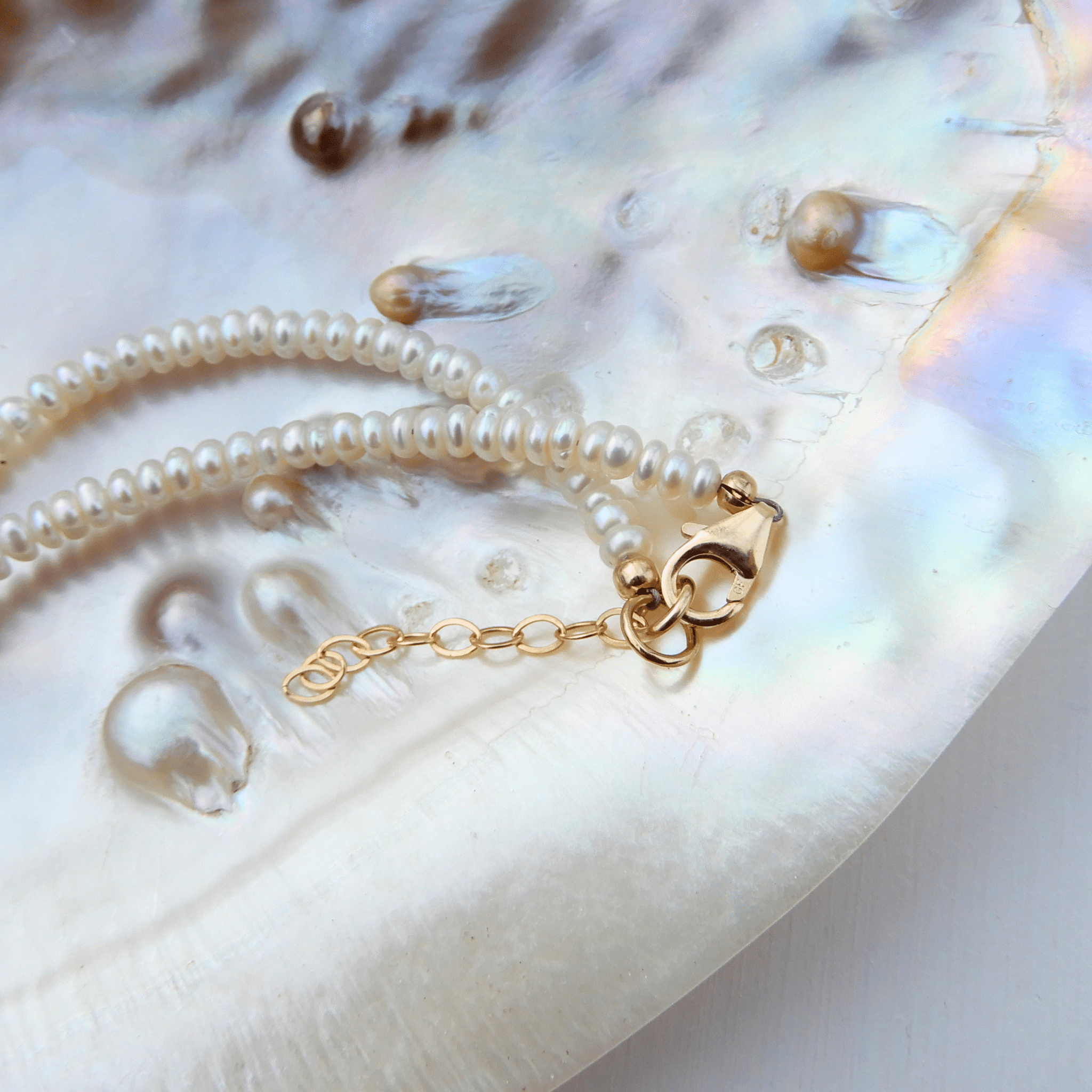 Parel/Labradoriet collier 3,5 - 4mm - Gloria Maris Giethoorn