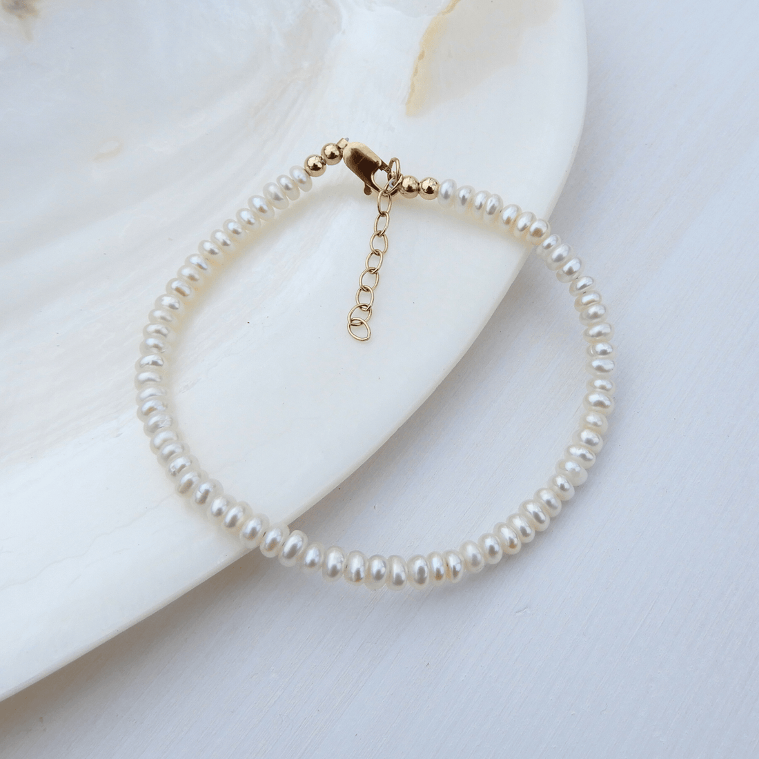 Parel armband 3,5 - 4mm button gold filled - Gloria Maris Giethoorn