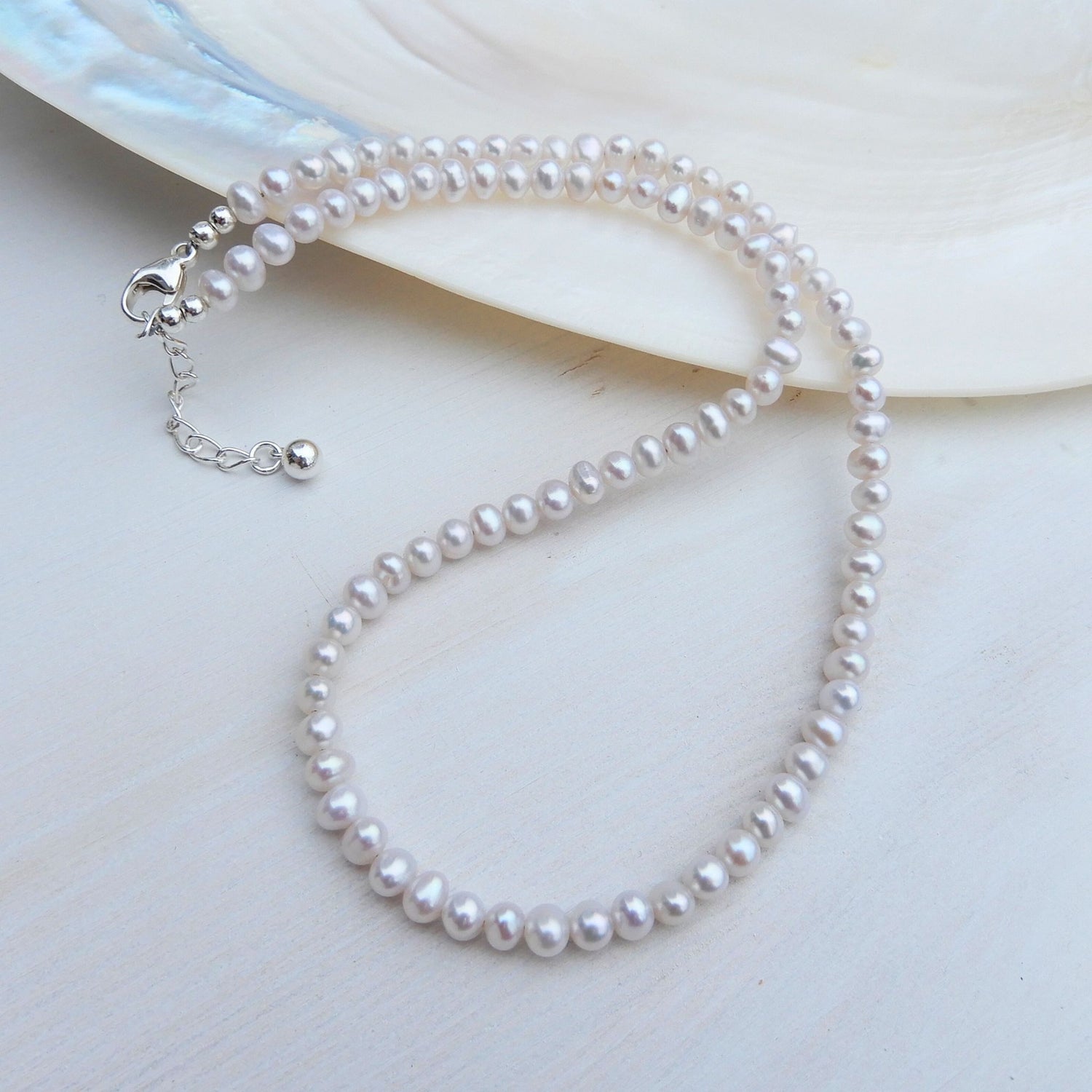 Zoetwater Parel collier, sterling zilver 925