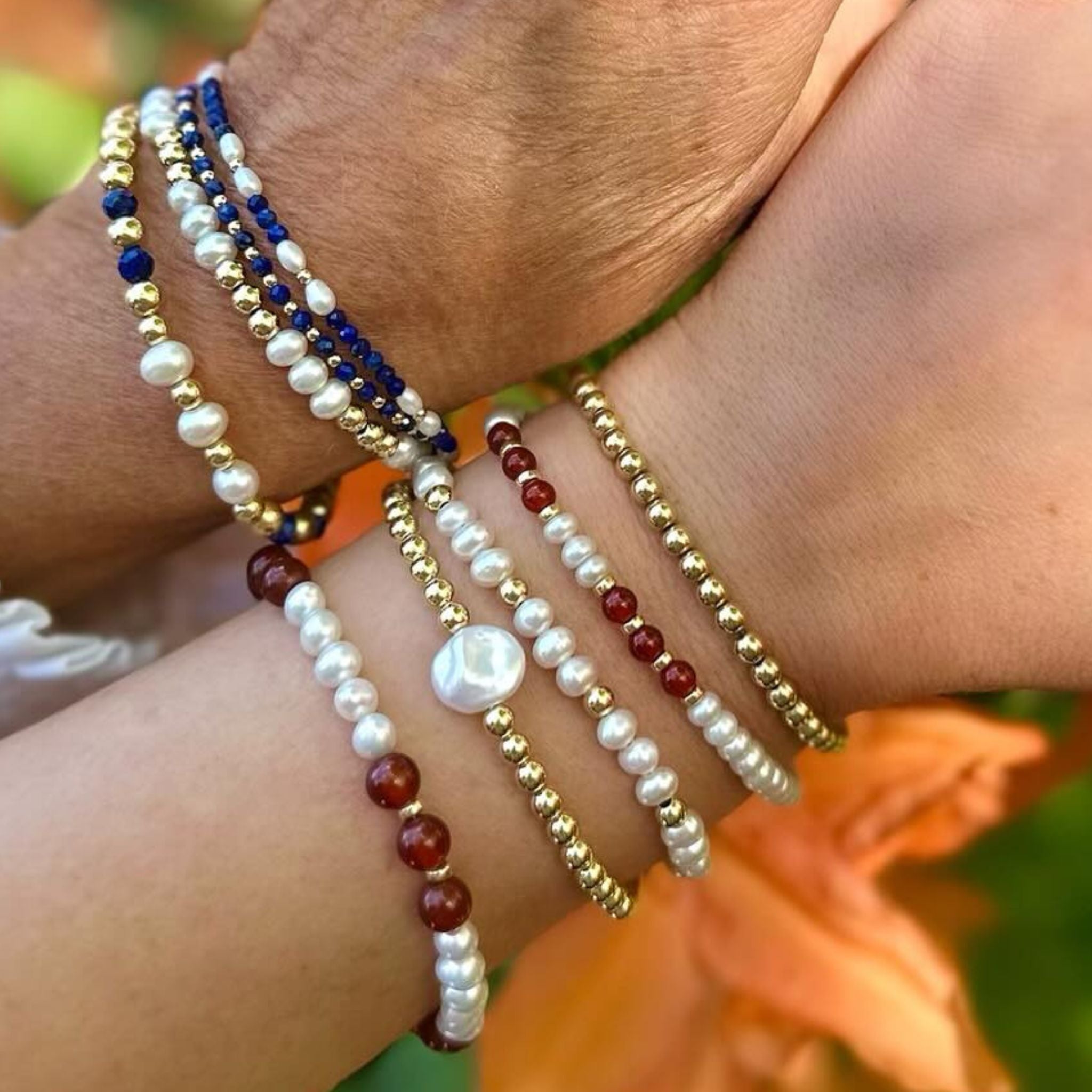 Stretch armband 4mm, Gold filled 14 karaat
