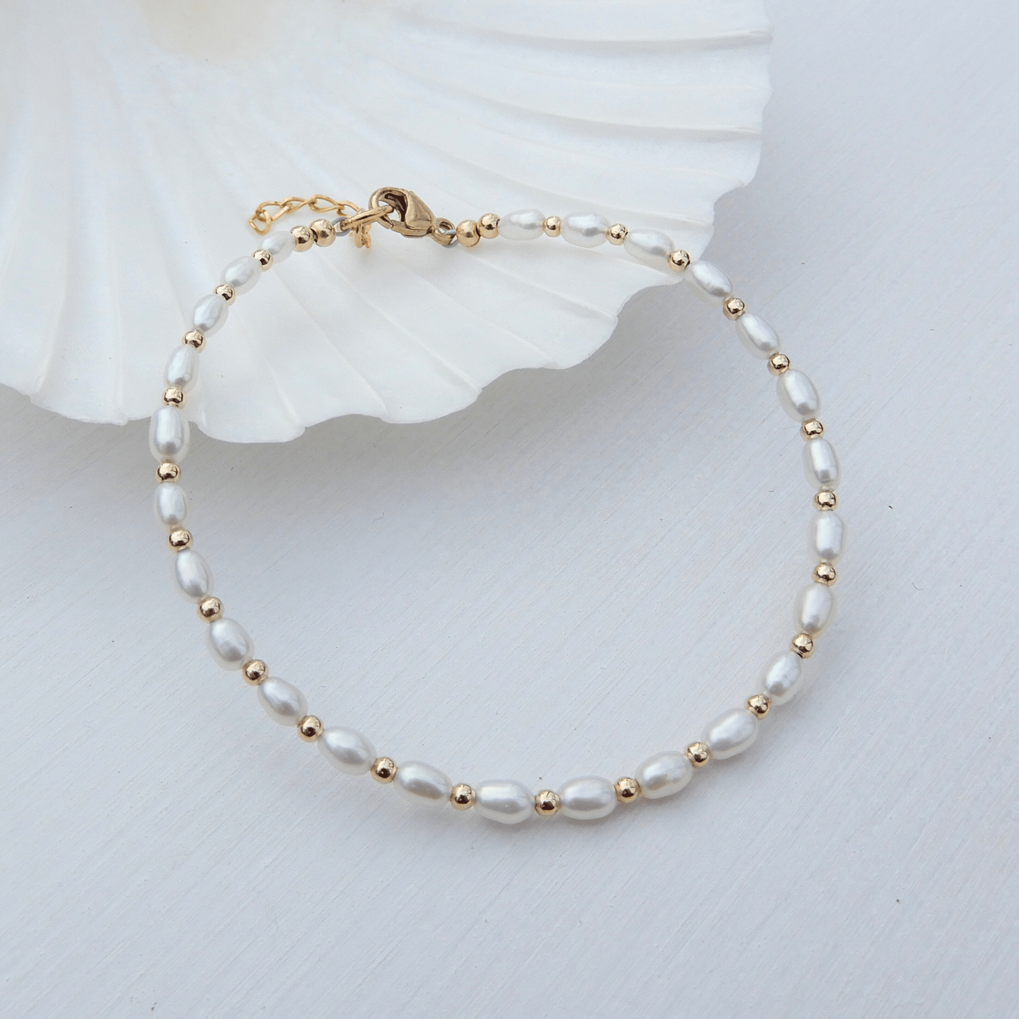 Parel armband 3 - 3,5mm rijst gold filled - Gloria Maris Giethoorn