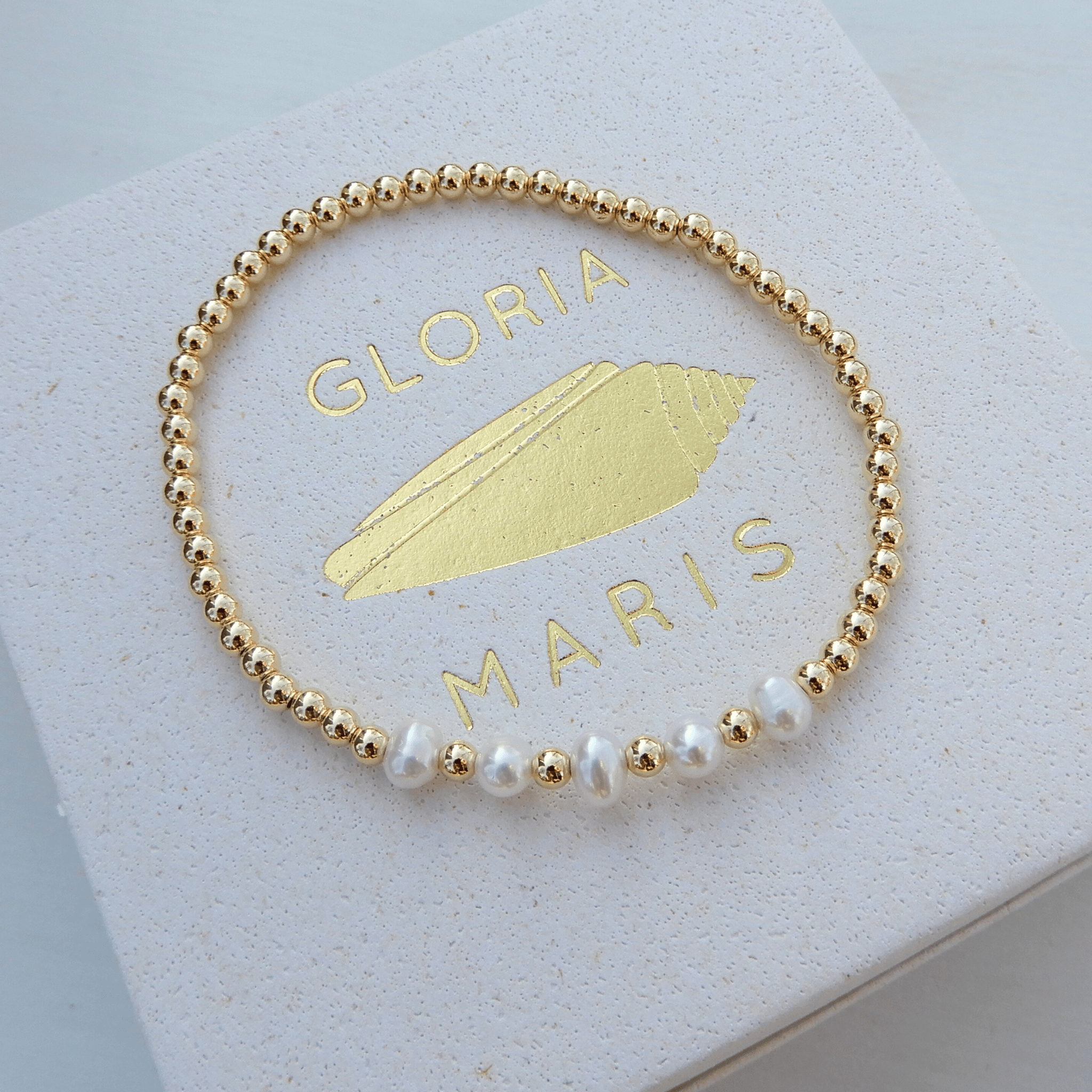 Stretch armband 3mm, Gold filled 14 karaat - Gloria Maris Giethoorn