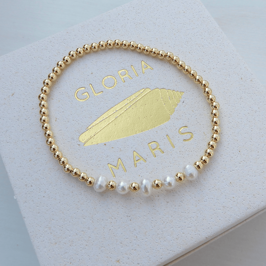 Stretch armband 3mm, Gold filled 14 karaat - Gloria Maris Giethoorn
