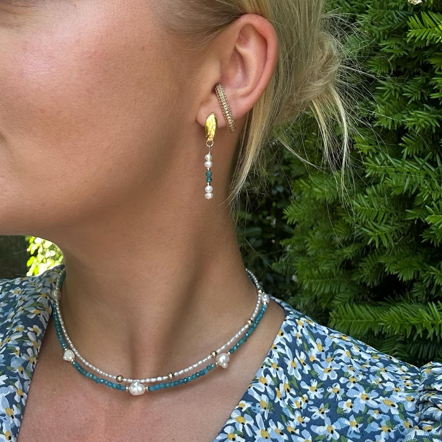 Parel/Apatiet oorhangers 3mm - Gloria Maris Giethoorn