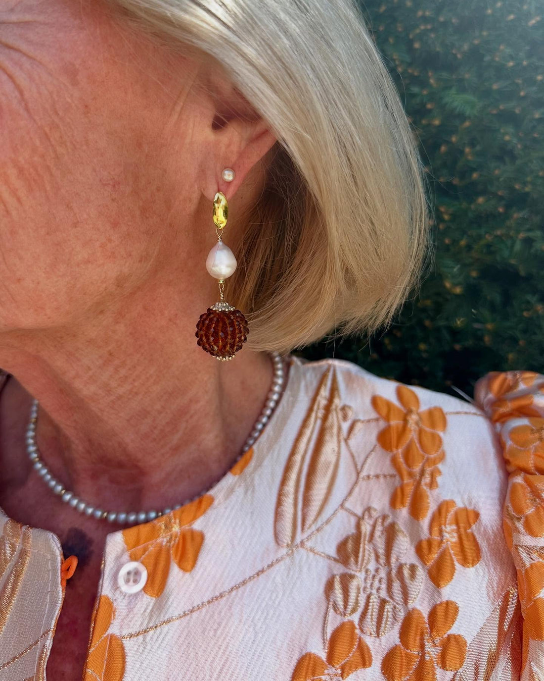 Feestelijke oorhangers met zoetwater Parel en kristallen ballen