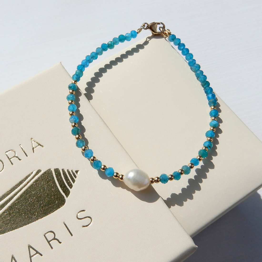 Pearl/Apatite bracelet 3mm