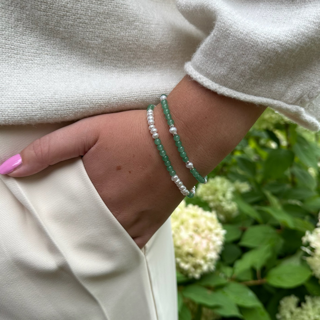 Pearl/Aventurine bracelet 4mm