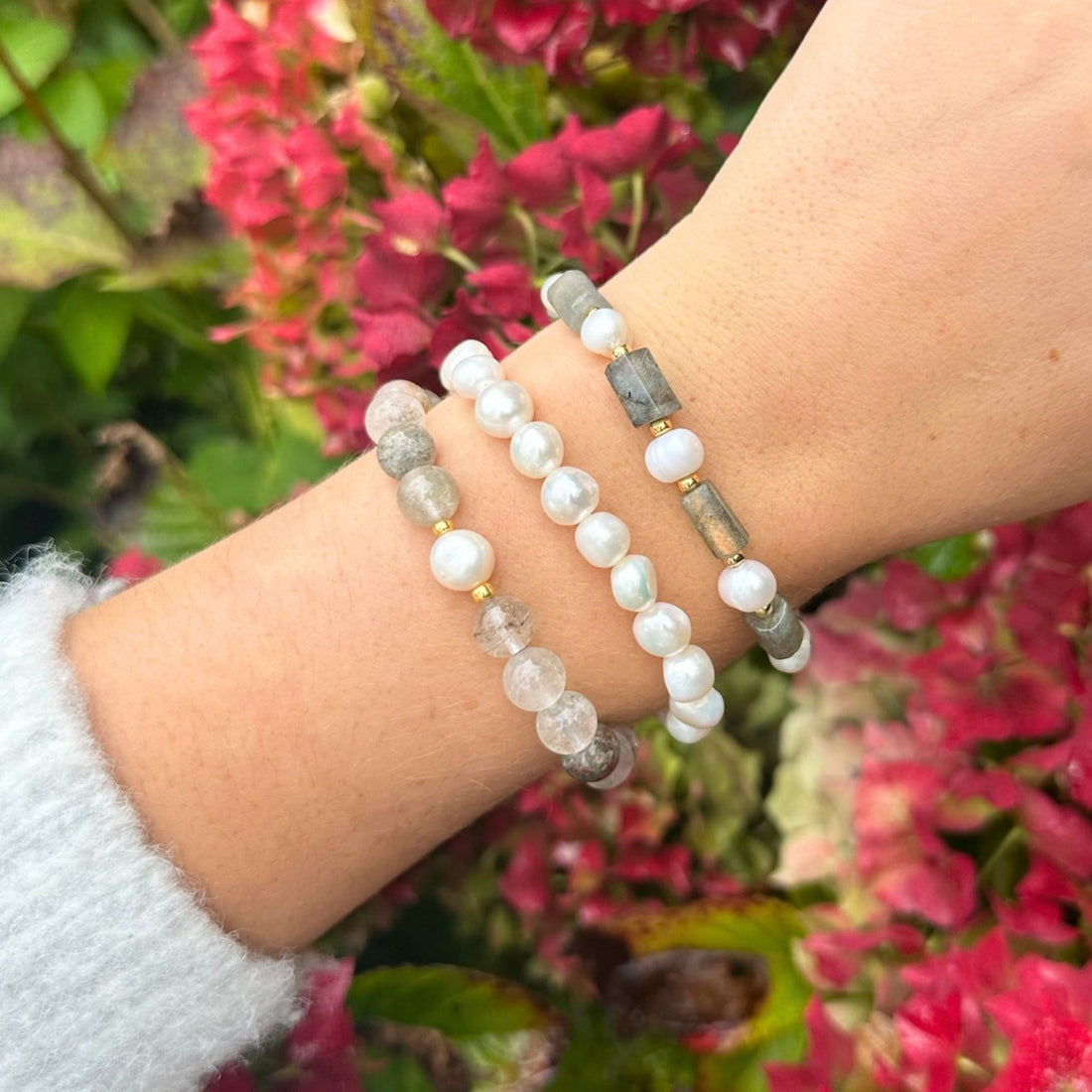 Labradoriet-lodoliet-zoetwaterparel-armbanden-set