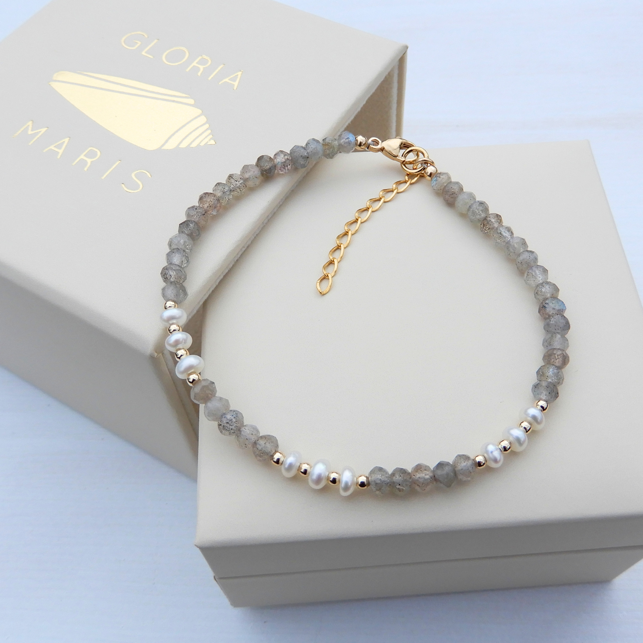 Labradorite/Pearl bracelet 4mm