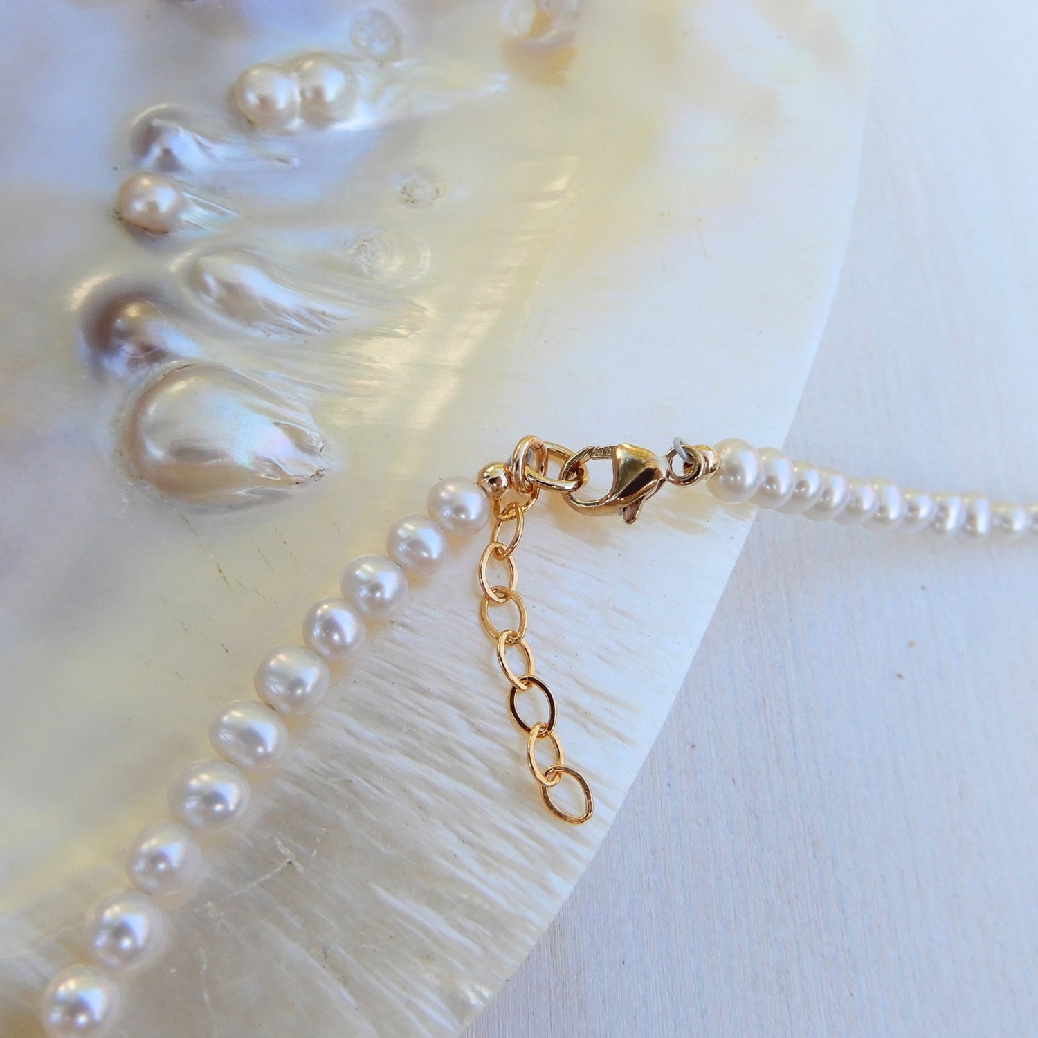 Zoetwater Parel collier in combinatie met Amazoniet, handgemaakt in Giethoorn.