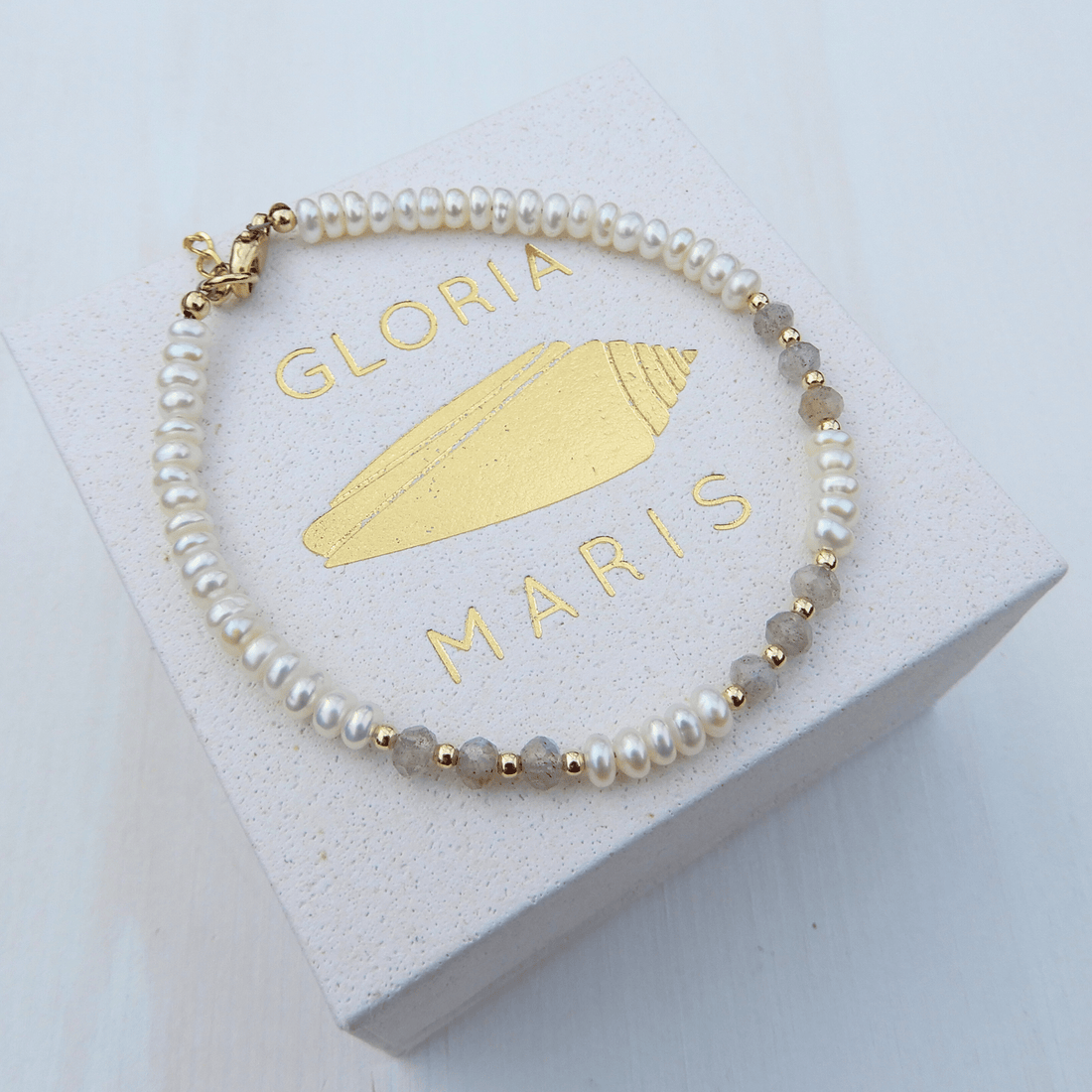 Parel/Labradoriet armband 3,5 - 4mm - Gloria Maris Giethoorn