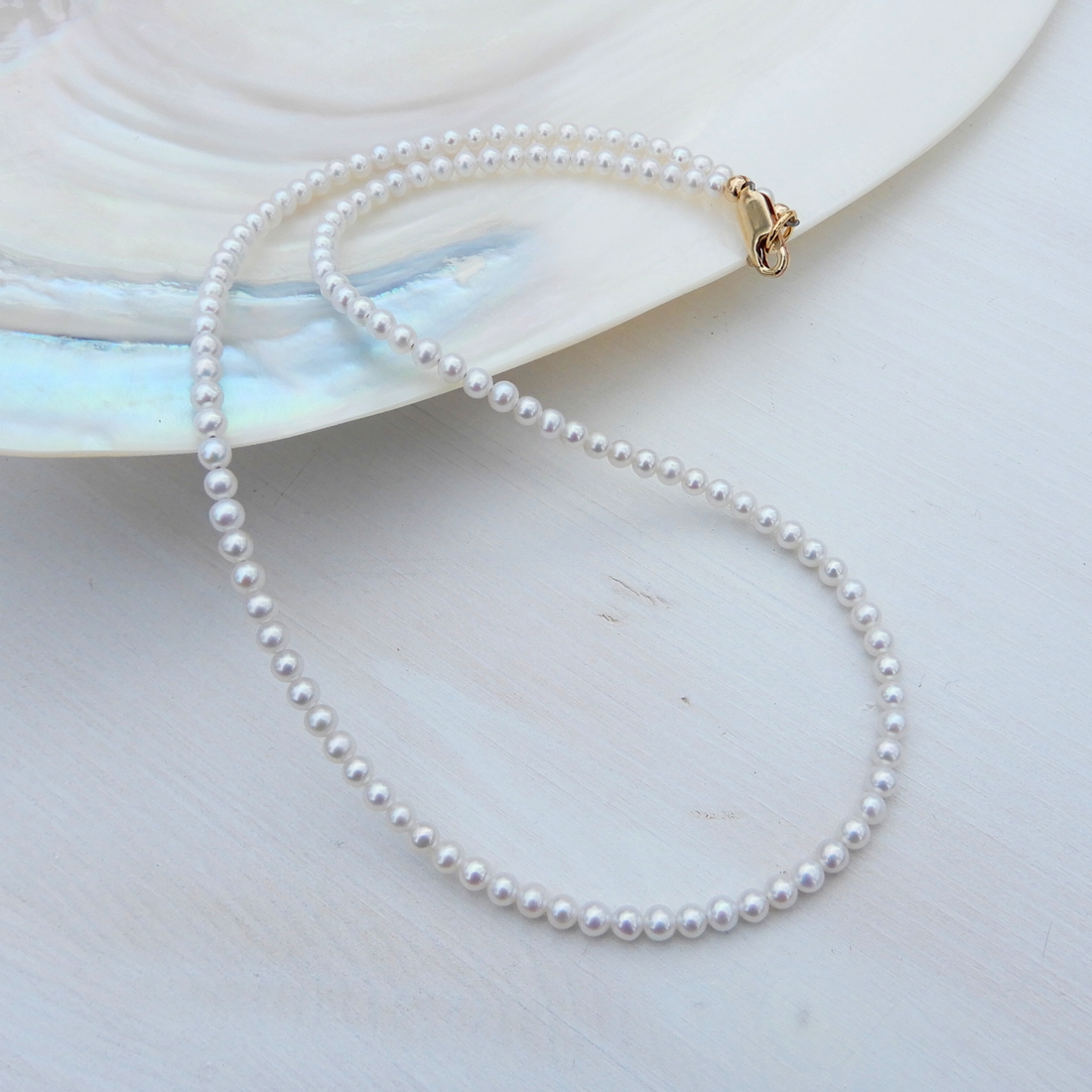 Pearl necklace 3-3,5mm round gold filled