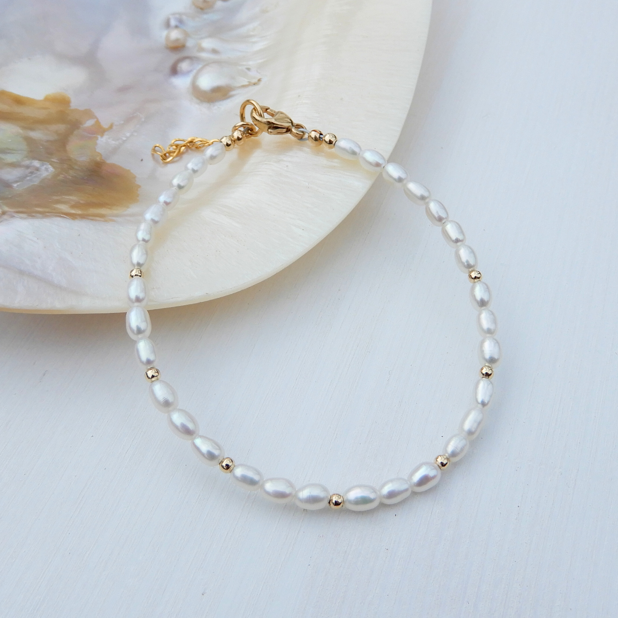 Pearl bracelet 3-3,5mm rice gold filled