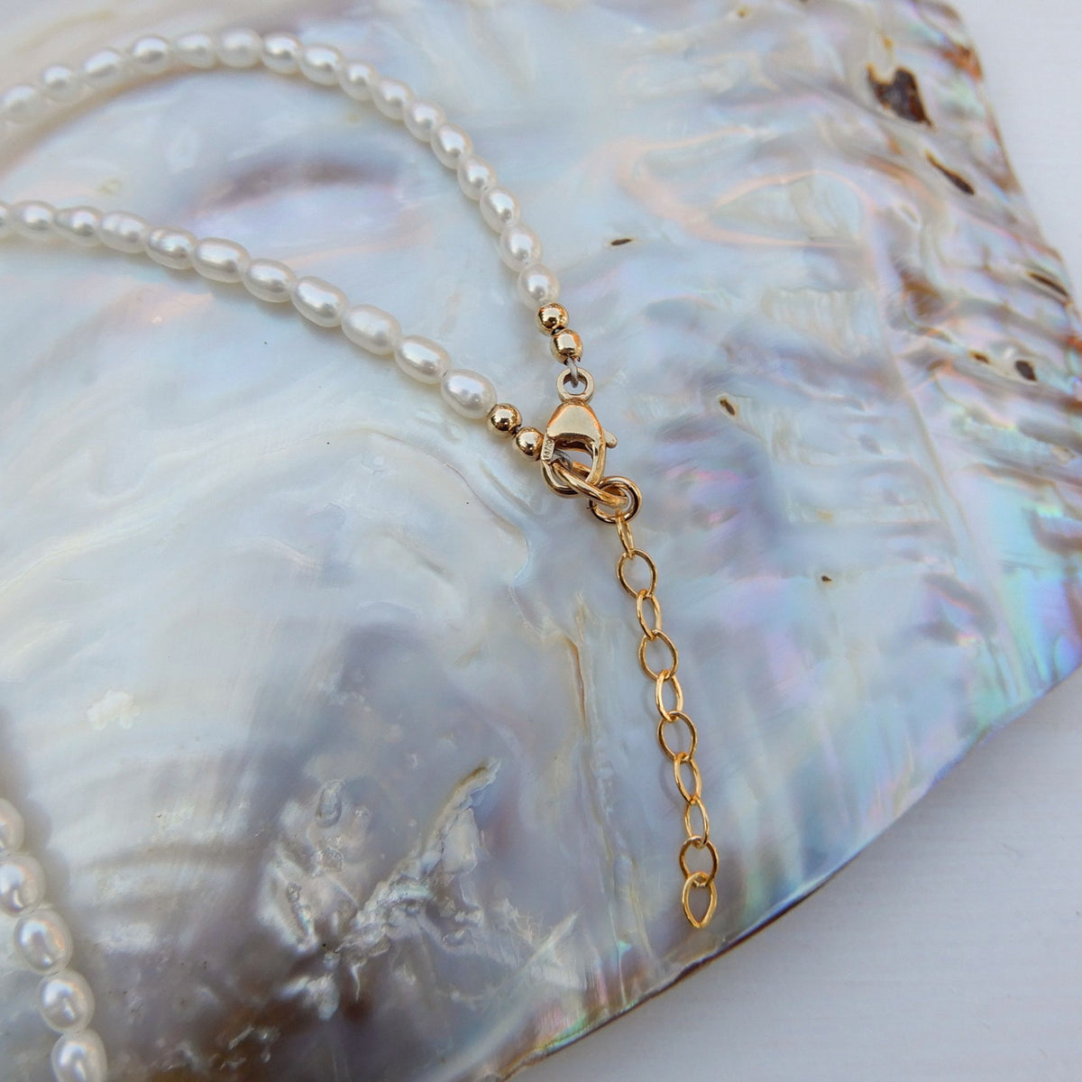 Zoetwater rijst parel collier - gold filled