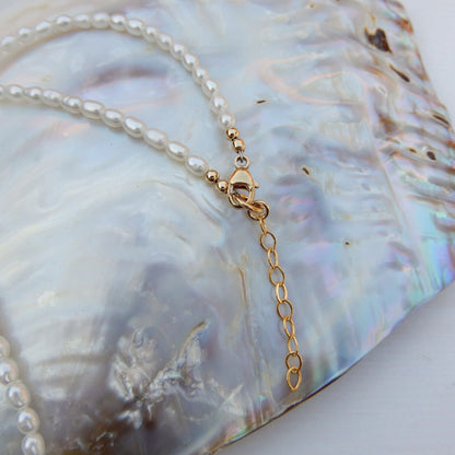 Zoetwater rijst parel collier - gold filled