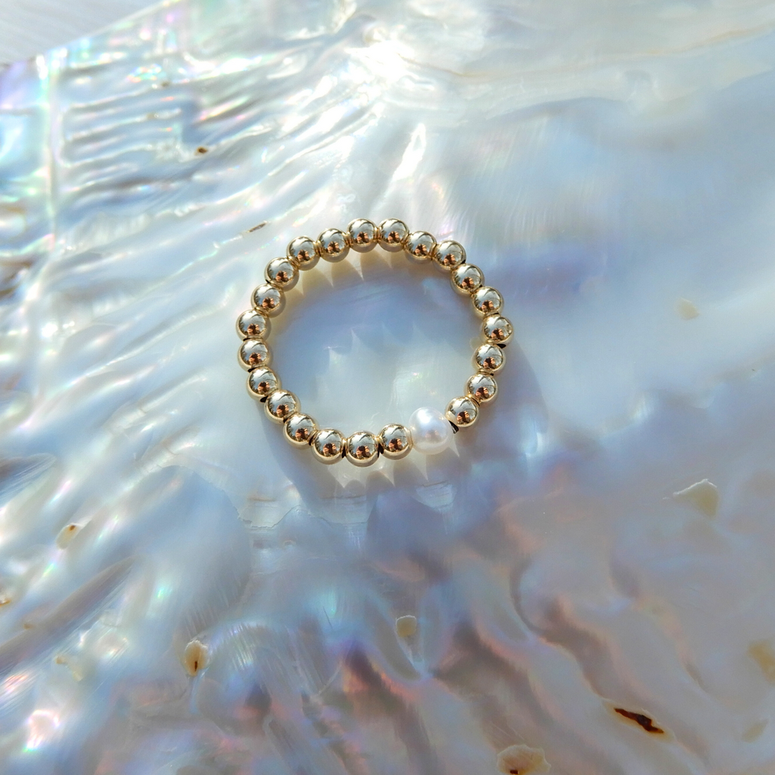 Stretch ring met Parel 3mm