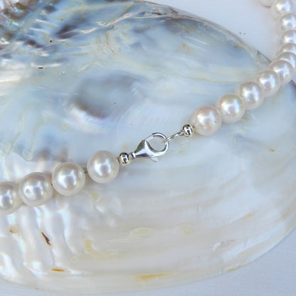 Parel collier 9,5-10mm - zilver
