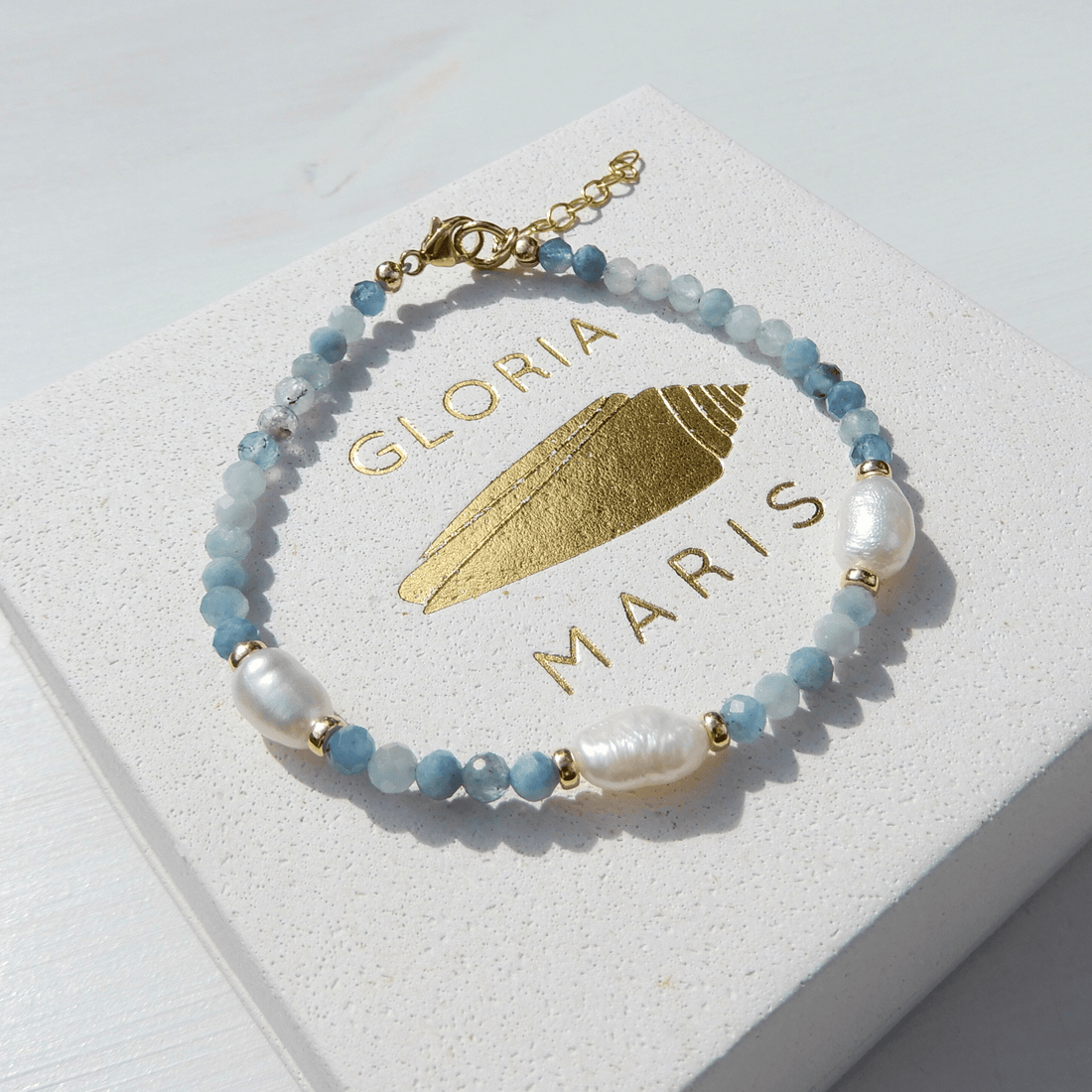 Parel/Aquamarijn armband 3,5mm - Gloria Maris Giethoorn