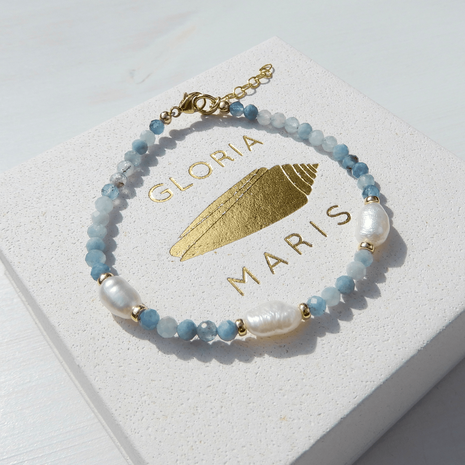 Parel/Aquamarijn armband 3,5mm - Gloria Maris Giethoorn