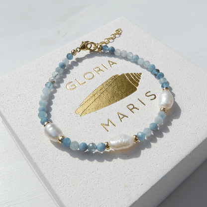 Parel/Aquamarijn armband 3,5mm - Gloria Maris Giethoorn