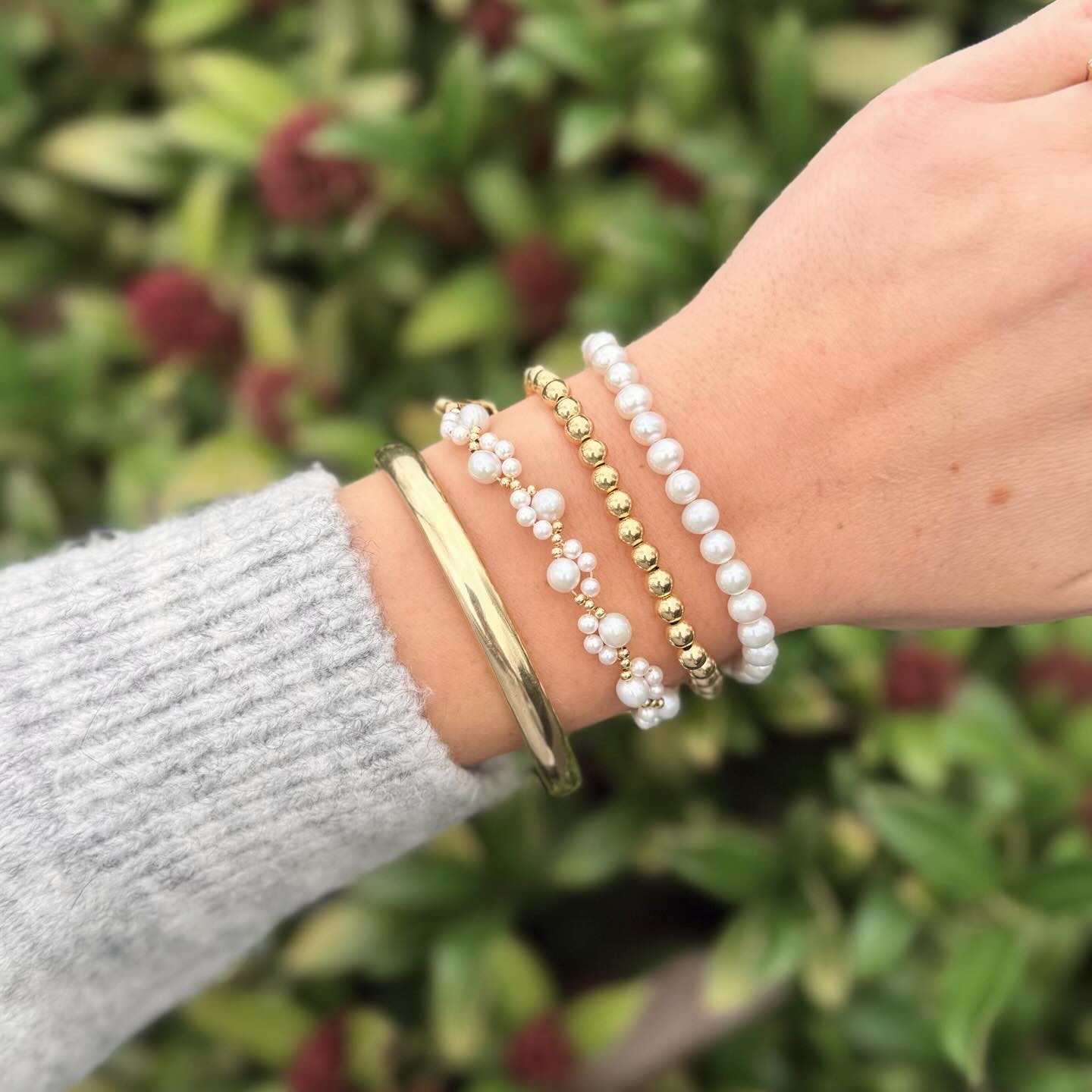 Zoetwater Parel armbanden set gold filled