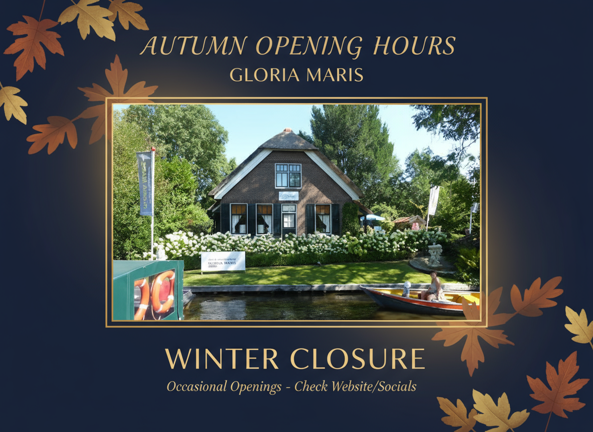 Herfst openingstijden banner met winkelpand Gloria Maris