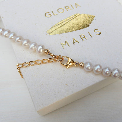 Slot zoetwater Parel collier met gold filled slot en verlengketting