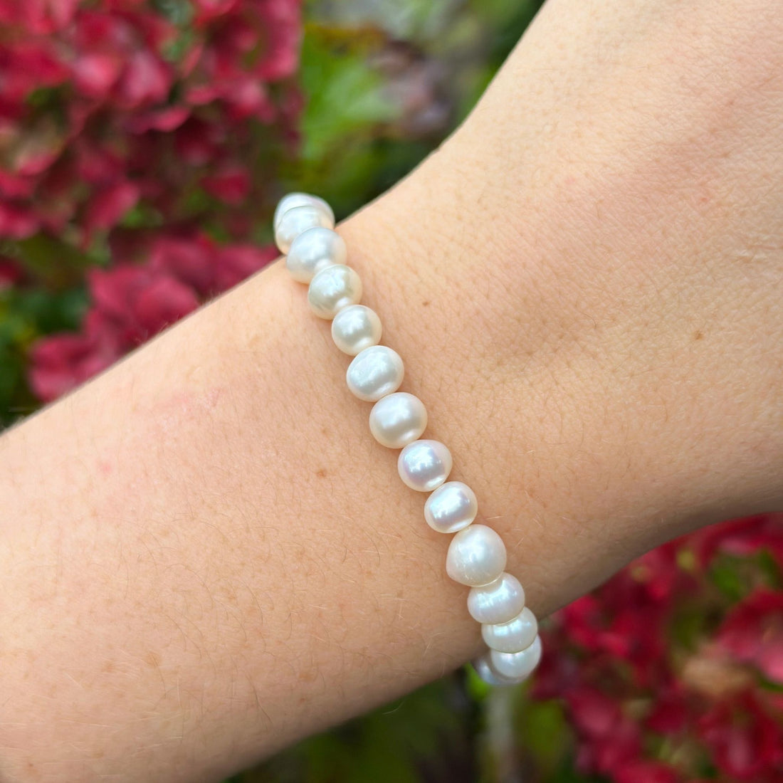 Zoetwater Parel armband van 6-7mm op stretch draad.