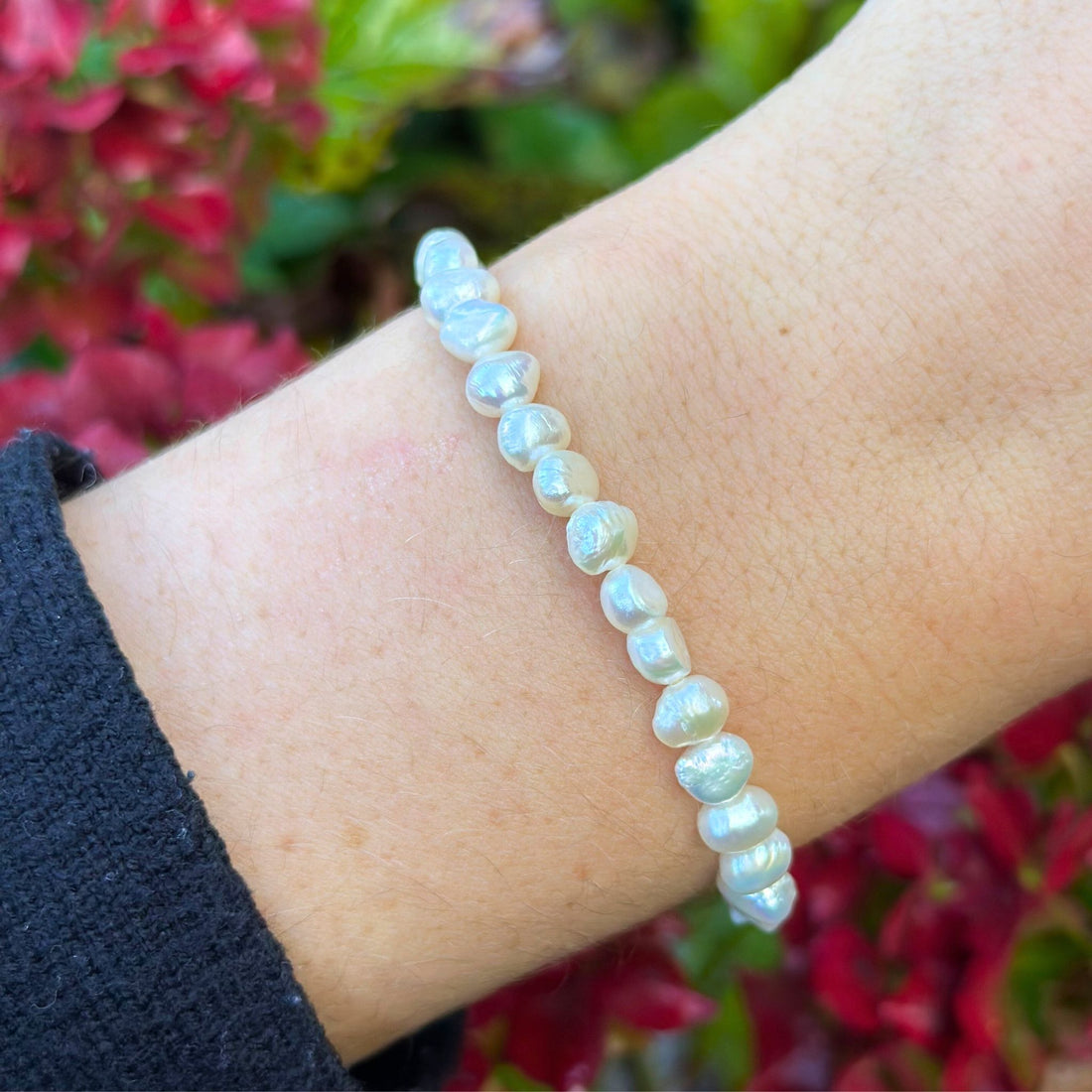 Witte zoetwater Parel armband van 5-6mm op stretch draad