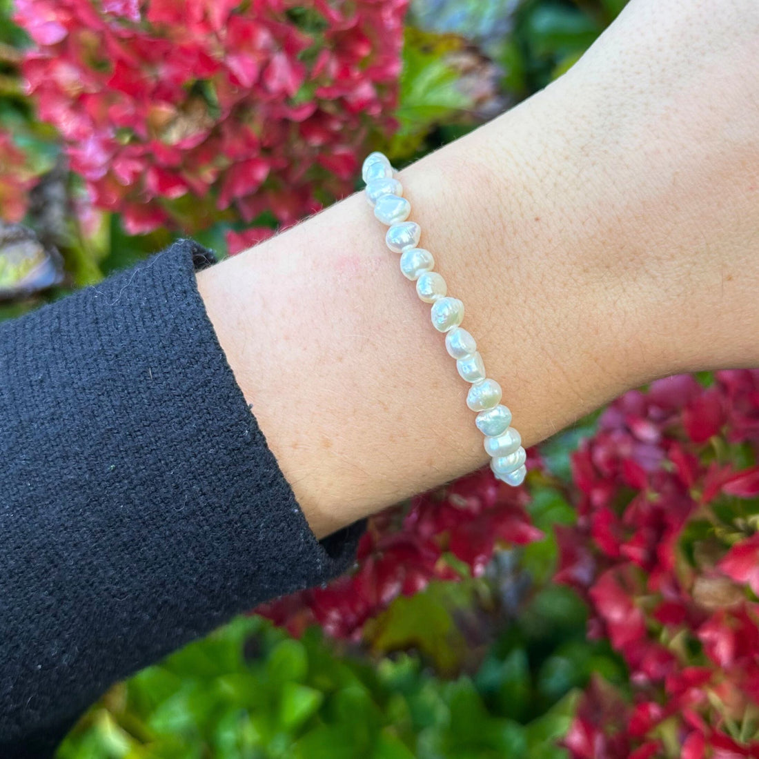 Witte zoetwater Parel armband van 5-6mm op stretch draad