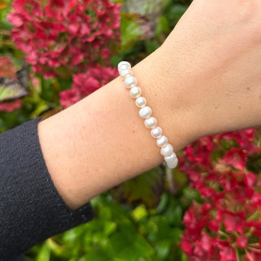 Zoetwater Parel armband van 6-7mm op stretch draad.
