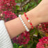 Armbanden set met zoetwater Parel en rode miyuki kralen.